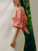 ADELE top: 100% organic cotton, GOTS vichy pattern, handmade in Switzerland, vegan, white/tangerine.