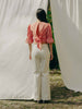 ADELE top: 100% organic cotton, GOTS vichy pattern, handmade in Switzerland, vegan, white/tangerine.