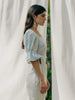 Vegan ADELE top in GOTS organic cotton with vichy pattern, handmade in Switzerland, includes a waist belt.