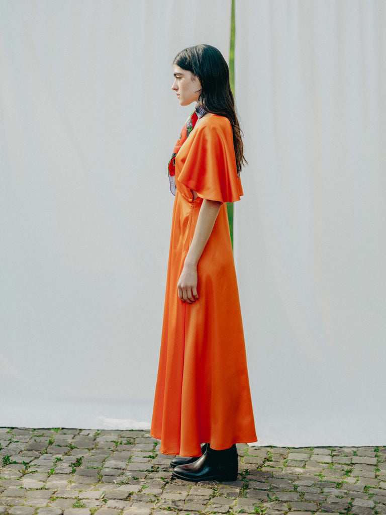Ethically- and vegan-crafted CHARIS dress from recycled PET, perfect for weddings and special events.