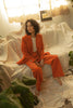 GOTS organic cotton corduroy suit Annaelle & Ambra in Fire Coral, custom-fit, made in Zurich.