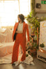 GOTS organic cotton corduroy suit Annaelle & Ambra in Fire Coral, custom-fit, made in Zurich.