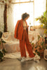GOTS organic cotton corduroy suit Annaelle & Ambra in Fire Coral, custom-fit, made in Zurich.