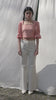 ADELE top: 100% organic cotton, GOTS vichy pattern, handmade in Switzerland, vegan, white/tangerine.